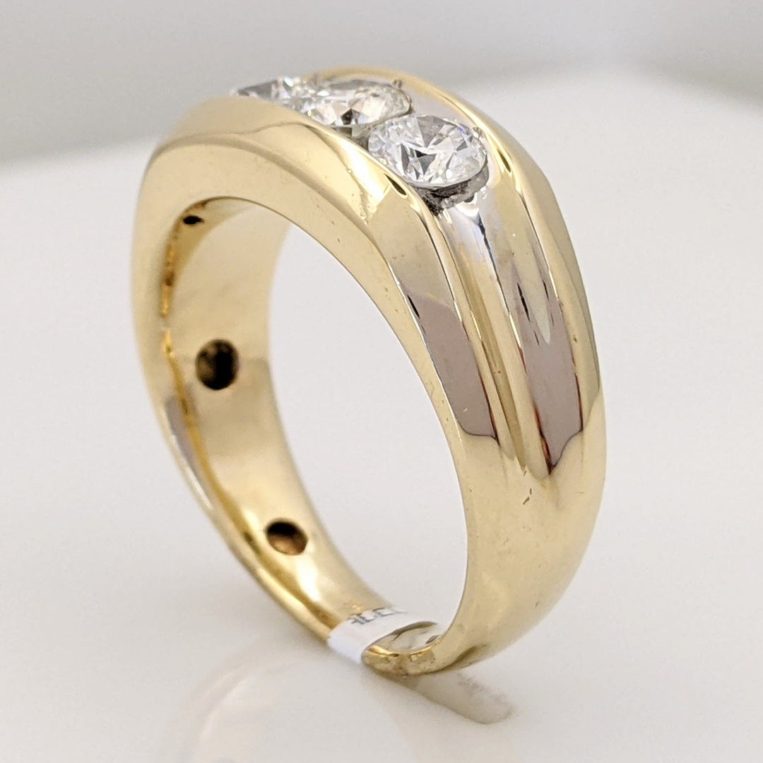 14K TWO TONE 1.06 CARAT TOTAL WEIGHT SI2-I1 H DIAMOND ROUND (3) ESTATE RING 7.7 GRAMS
