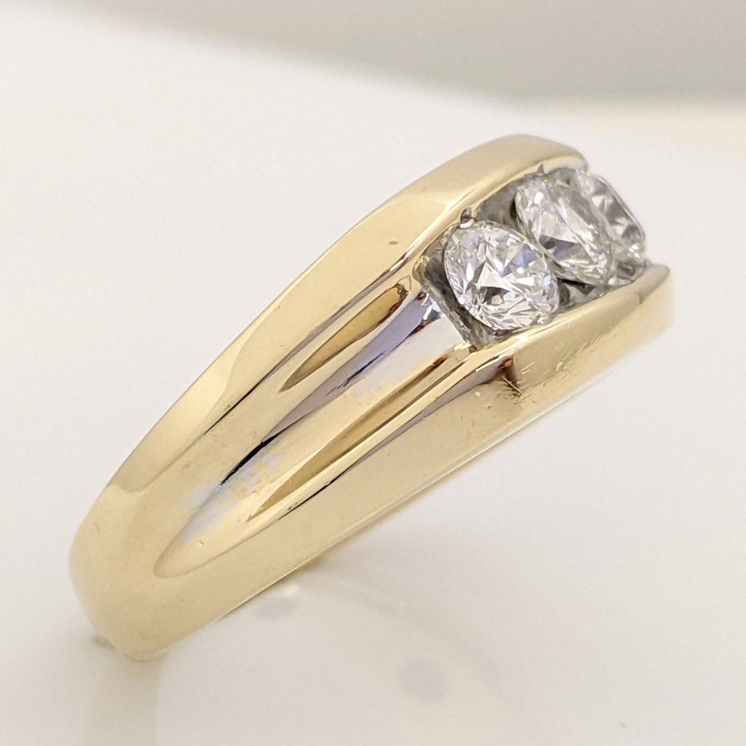 14K TWO TONE 1.06 CARAT TOTAL WEIGHT SI2-I1 H DIAMOND ROUND (3) ESTATE RING 7.7 GRAMS