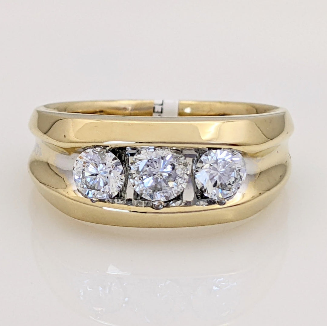 14K TWO TONE 1.06 CARAT TOTAL WEIGHT SI2-I1 H DIAMOND ROUND (3) ESTATE RING 7.7 GRAMS