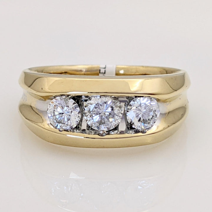 14K TWO TONE 1.06 CARAT TOTAL WEIGHT SI2-I1 H DIAMOND ROUND (3) ESTATE RING 7.7 GRAMS