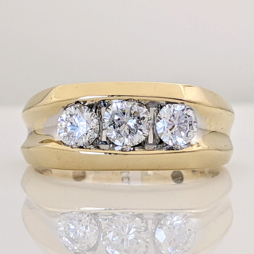 14K TWO TONE 1.06 CARAT TOTAL WEIGHT SI2-I1 H DIAMOND ROUND (3) ESTATE RING 7.7 GRAMS