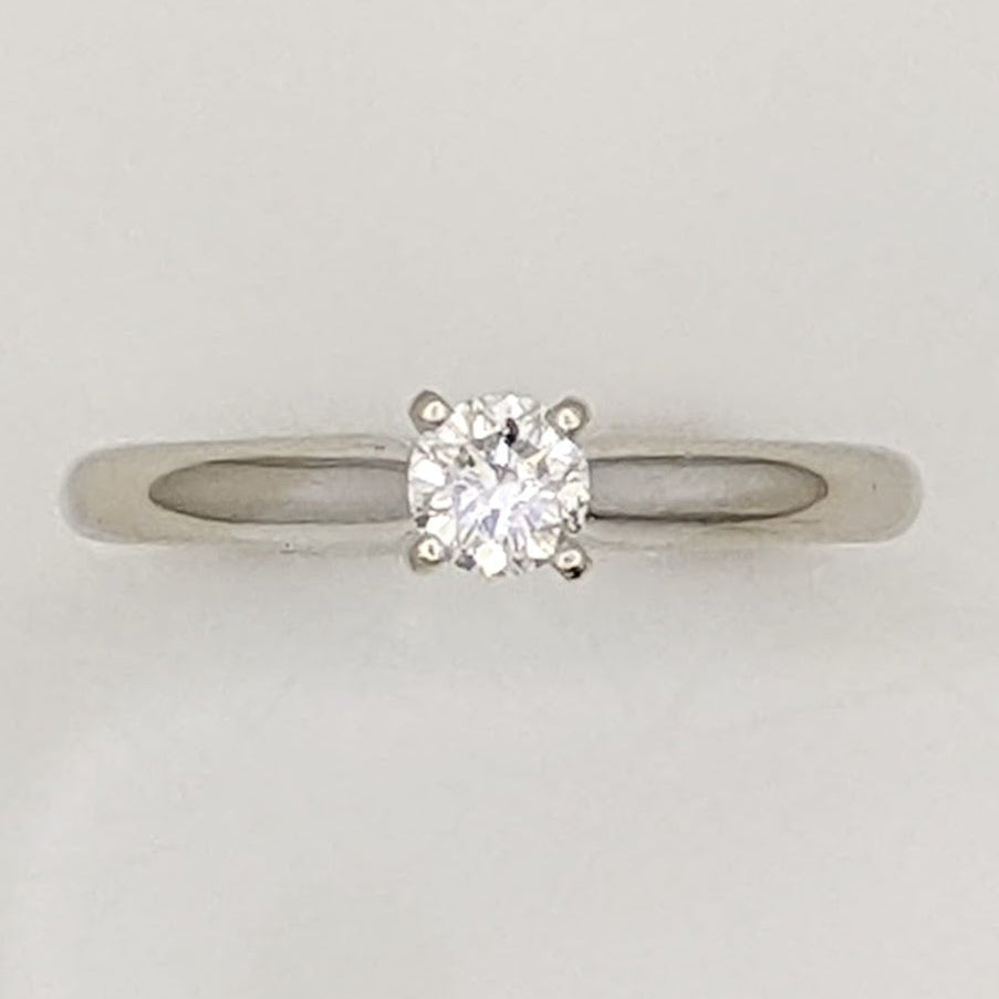 14K WHITE .23 CARAT TOTAL I1 G DIAMOND ROUND ESTATE SOLITAIRE RING 2.1 GRAMS