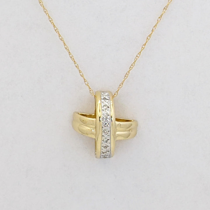 10K .15 CARAT TOTAL WEIGHT I1 G DIAMOND ROUND (10) X-STYLE ESTATE SLIDE PENDANT 2.9 GRAMS