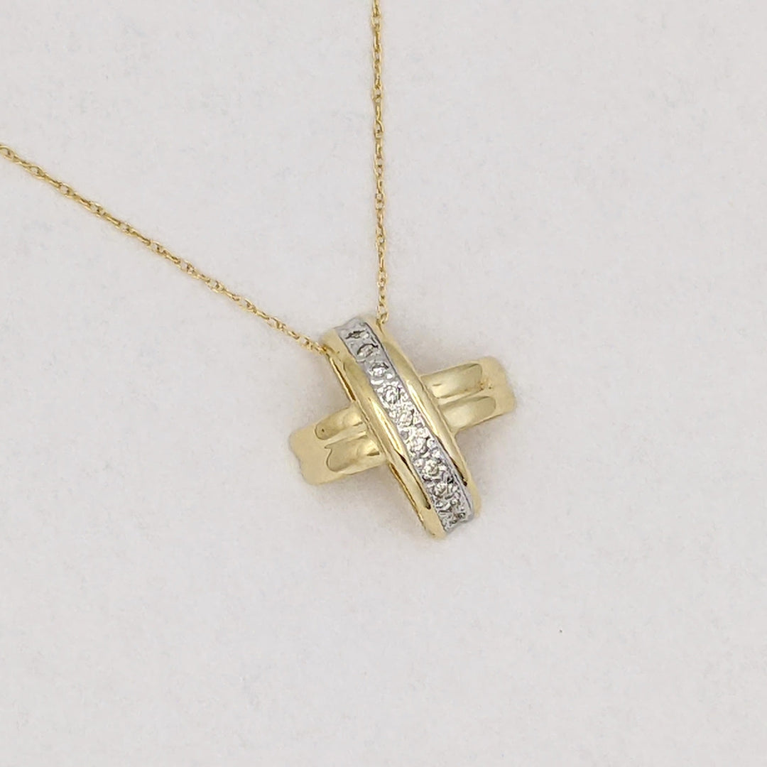10K .15 CARAT TOTAL WEIGHT I1 G DIAMOND ROUND (10) X-STYLE ESTATE SLIDE PENDANT 2.9 GRAMS
