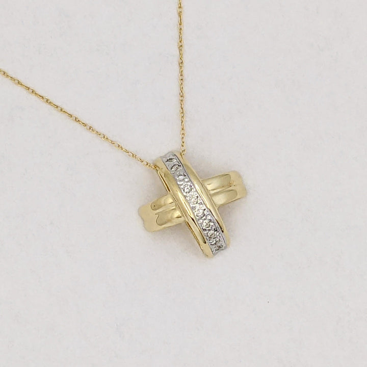 10K .15 CARAT TOTAL WEIGHT I1 G DIAMOND ROUND (10) X-STYLE ESTATE SLIDE PENDANT 2.9 GRAMS