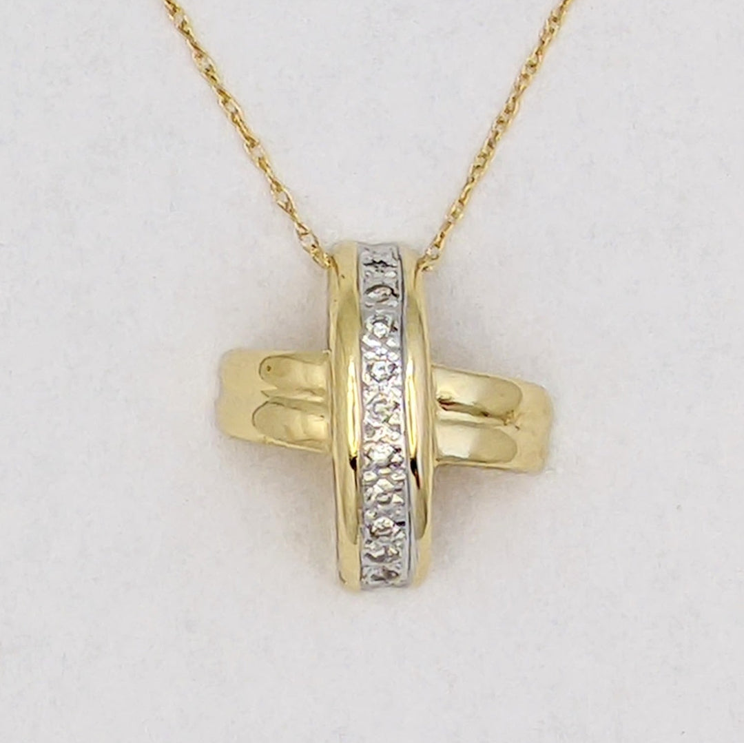 10K .15 CARAT TOTAL WEIGHT I1 G DIAMOND ROUND (10) X-STYLE ESTATE SLIDE PENDANT 2.9 GRAMS