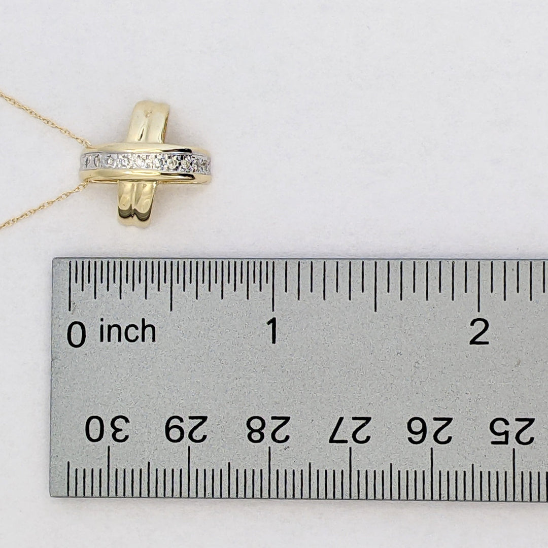 10K .15 CARAT TOTAL WEIGHT I1 G DIAMOND ROUND (10) X-STYLE ESTATE SLIDE PENDANT 2.9 GRAMS