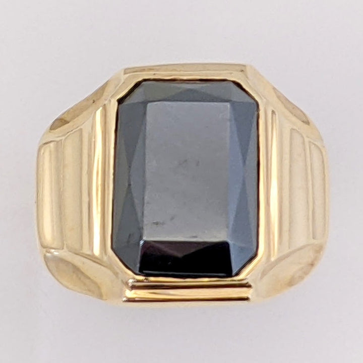10K HEMATITE EMERALD CUT 10X14 ESTATE RING 8.2 GRAMS