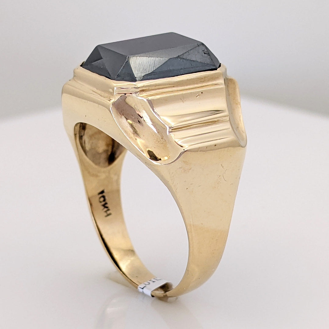 10K HEMATITE EMERALD CUT 10X14 ESTATE RING 8.2 GRAMS