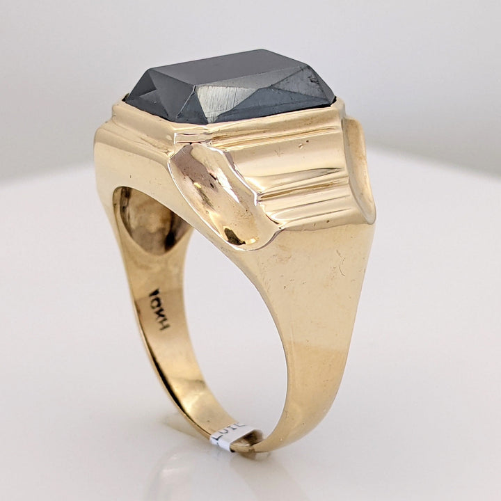 10K HEMATITE EMERALD CUT 10X14 ESTATE RING 8.2 GRAMS