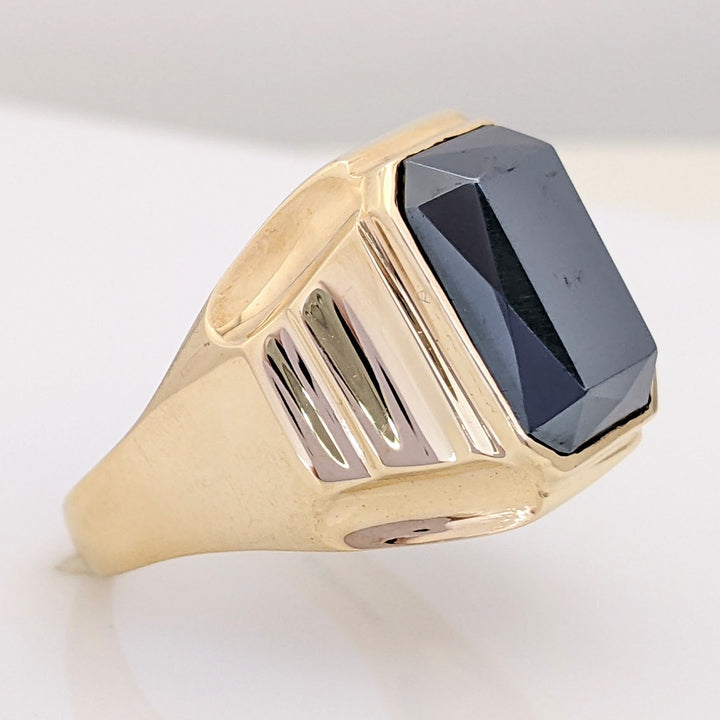 10K HEMATITE EMERALD CUT 10X14 ESTATE RING 8.2 GRAMS