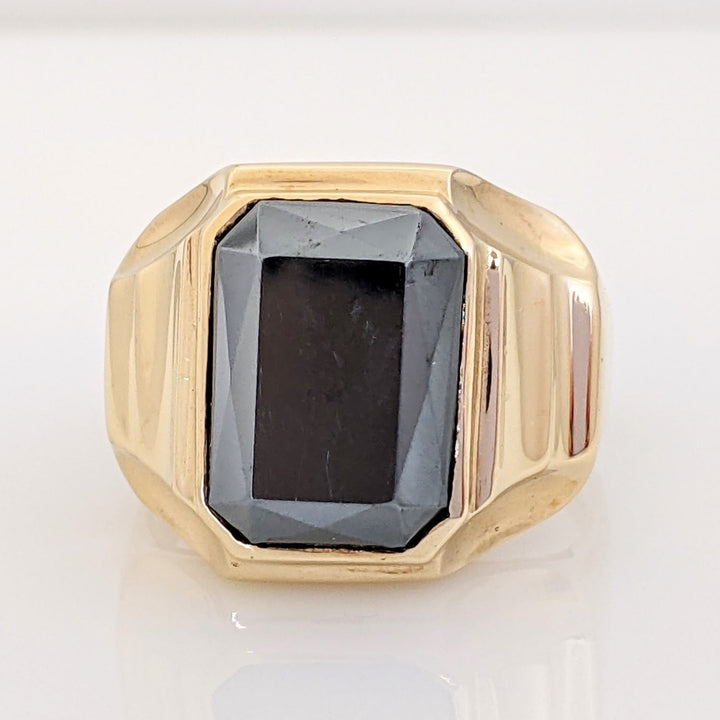10K HEMATITE EMERALD CUT 10X14 ESTATE RING 8.2 GRAMS