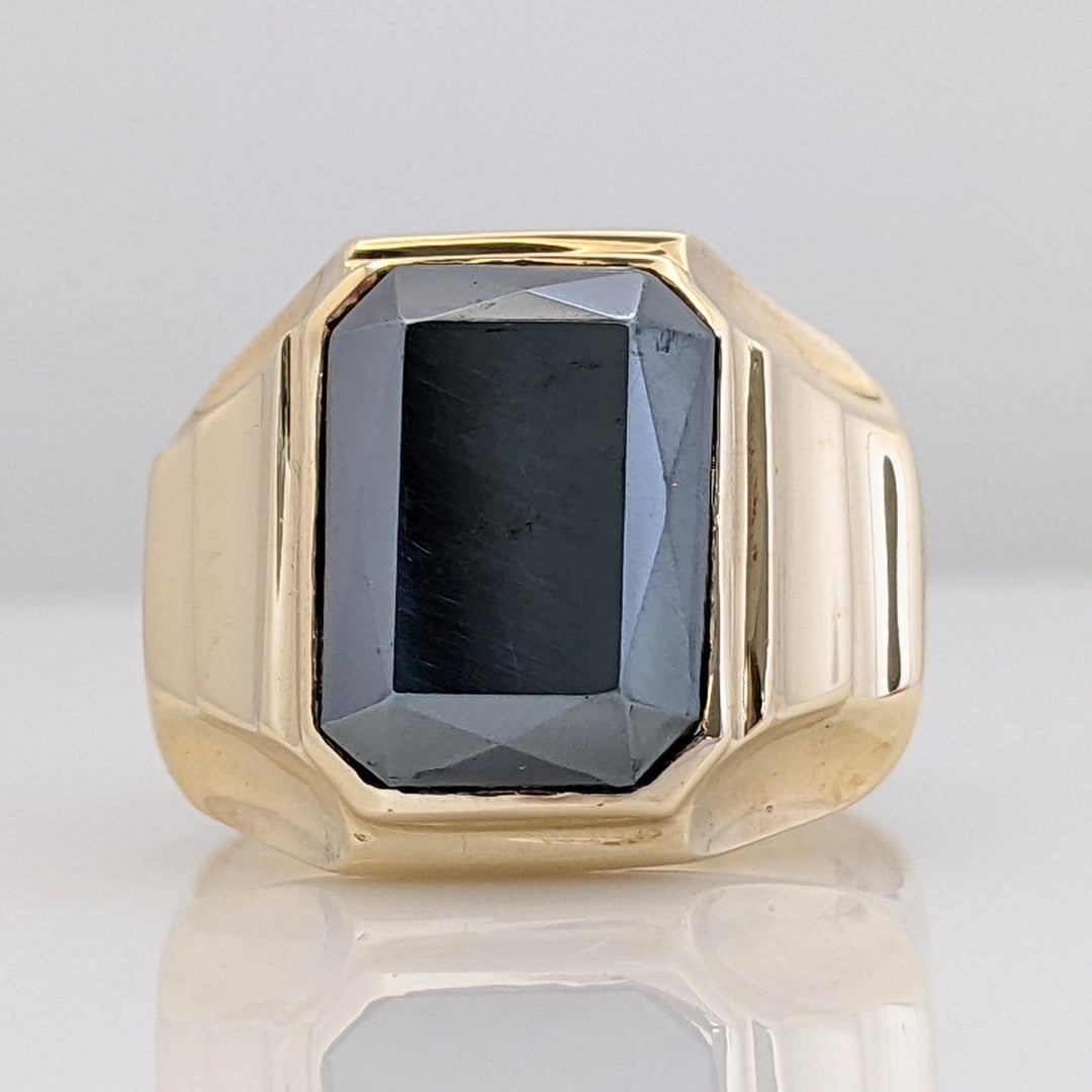 10K HEMATITE EMERALD CUT 10X14 ESTATE RING 8.2 GRAMS
