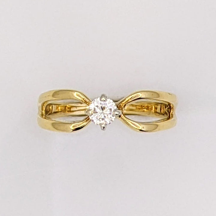 14K .18 CARAT TOTAL SI2 G DIAMOND ROUND SPLIT SHANK ESTATE RING 3.9 GRAMS