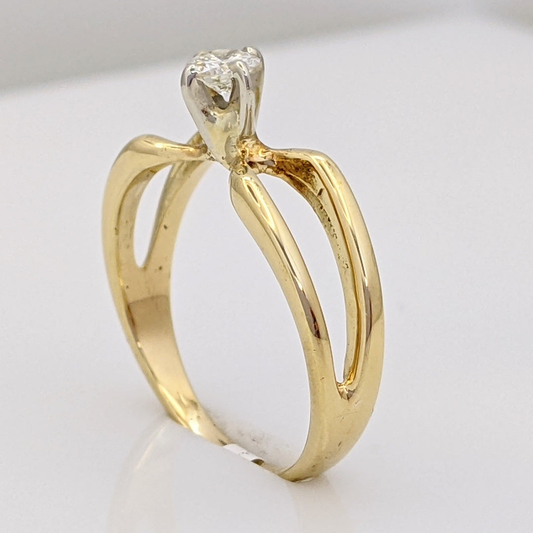 14K .18 CARAT TOTAL SI2 G DIAMOND ROUND SPLIT SHANK ESTATE RING 3.9 GRAMS