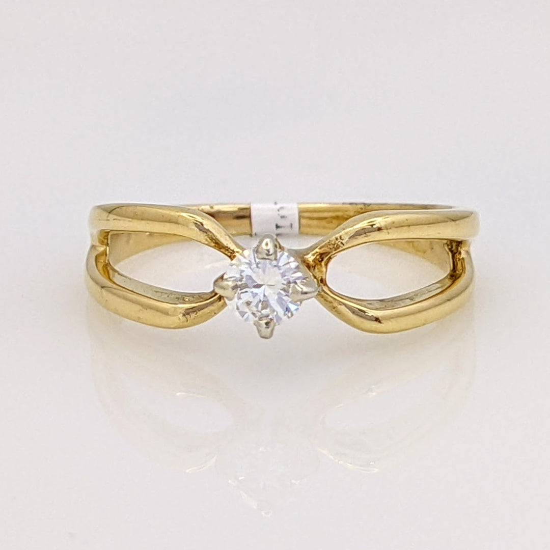 14K .18 CARAT TOTAL SI2 G DIAMOND ROUND SPLIT SHANK ESTATE RING 3.9 GRAMS