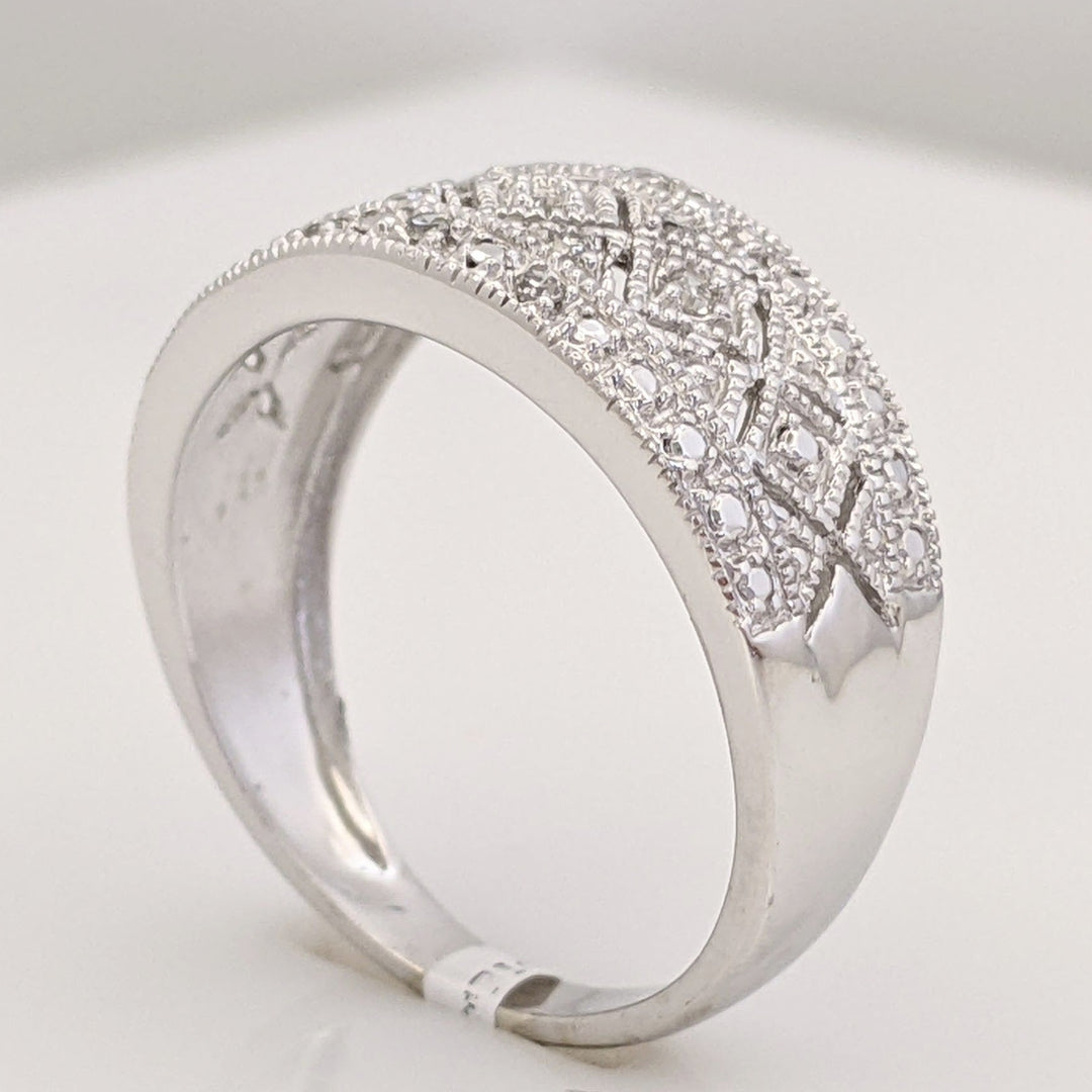 10K WHITE .12 CARAT TOTAL WEIGHT DIAMOND ROUND (13) DIAMOND CUT ESTATE BAND 3.1 GRAMS