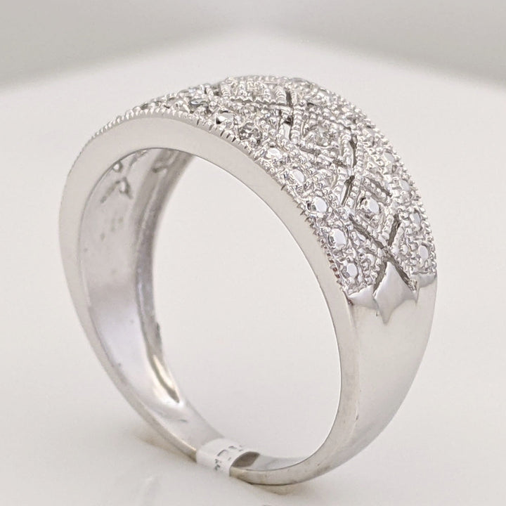 10K WHITE .12 CARAT TOTAL WEIGHT DIAMOND ROUND (13) DIAMOND CUT ESTATE BAND 3.1 GRAMS