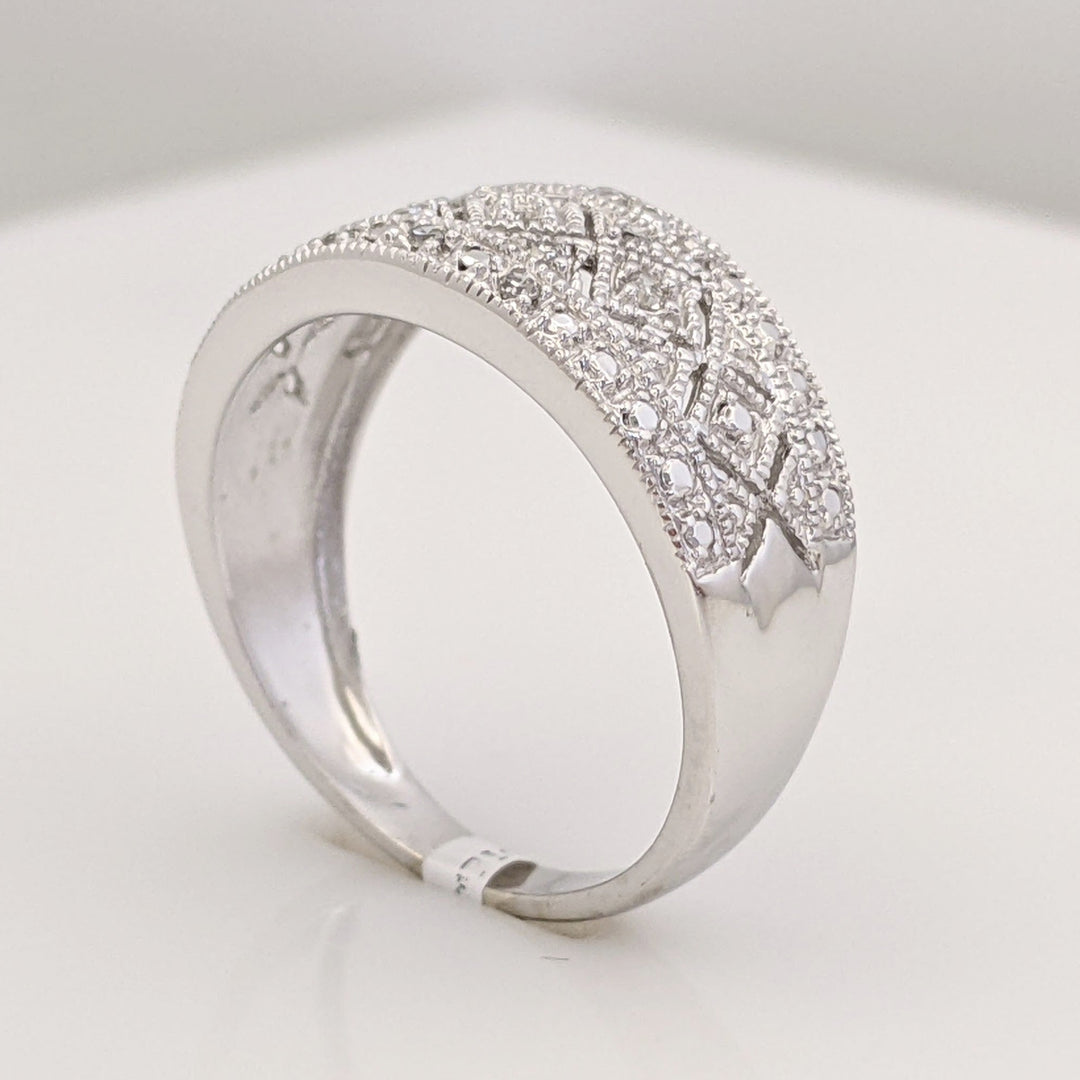 10K WHITE .12 CARAT TOTAL WEIGHT DIAMOND ROUND (13) DIAMOND CUT ESTATE BAND 3.1 GRAMS