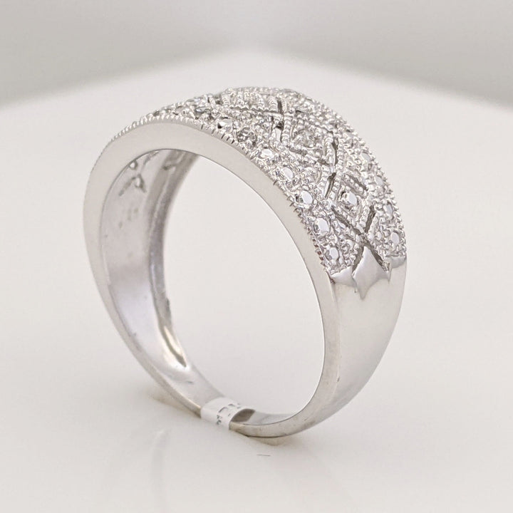 10K WHITE .12 CARAT TOTAL WEIGHT DIAMOND ROUND (13) DIAMOND CUT ESTATE BAND 3.1 GRAMS