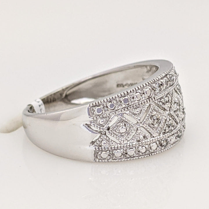 10K WHITE .12 CARAT TOTAL WEIGHT DIAMOND ROUND (13) DIAMOND CUT ESTATE BAND 3.1 GRAMS