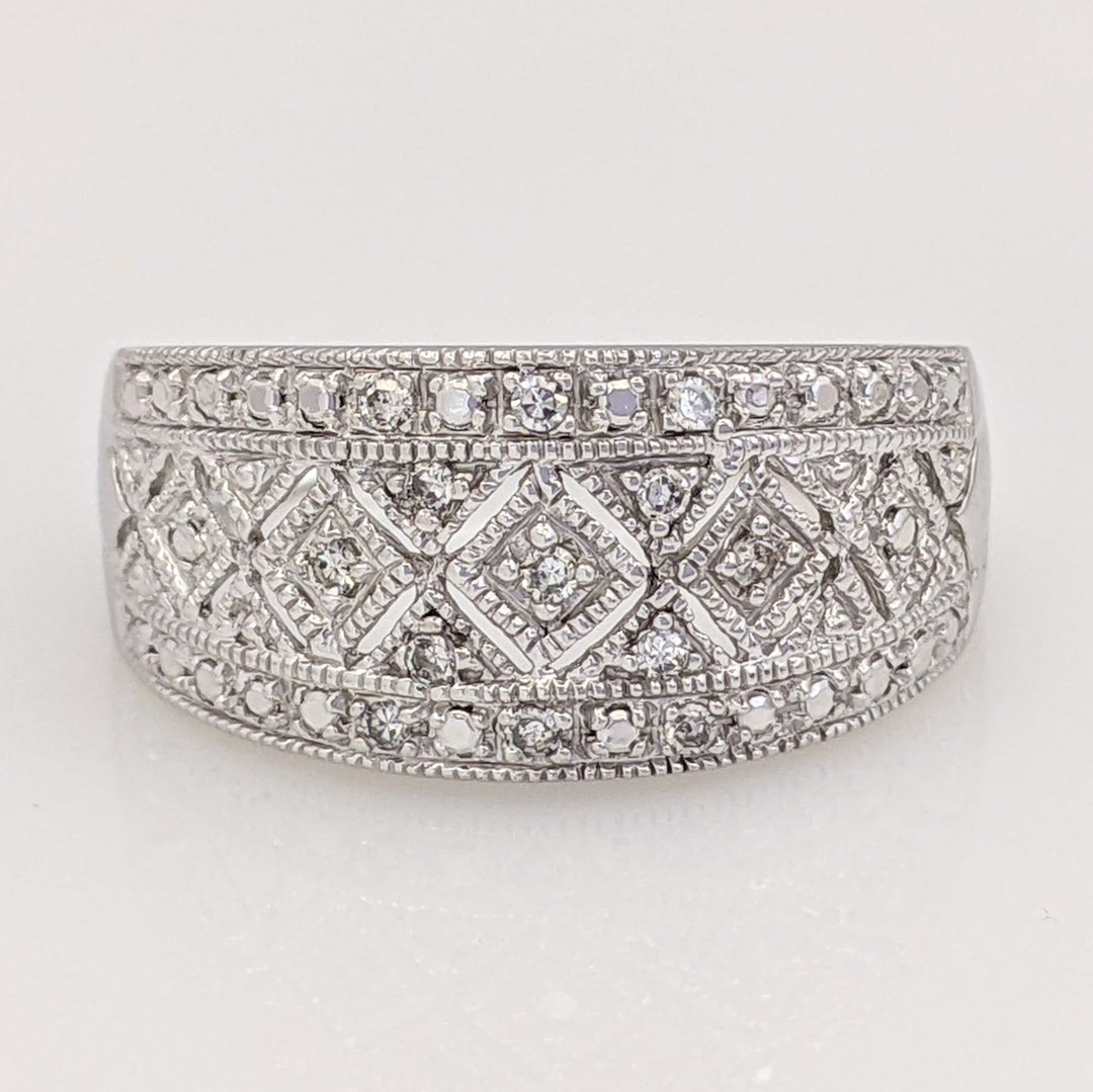 10K WHITE .12 CARAT TOTAL WEIGHT DIAMOND ROUND (13) DIAMOND CUT ESTATE BAND 3.1 GRAMS