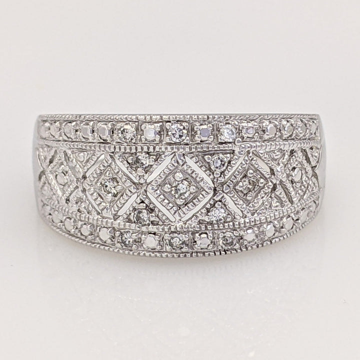 10K WHITE .12 CARAT TOTAL WEIGHT DIAMOND ROUND (13) DIAMOND CUT ESTATE BAND 3.1 GRAMS