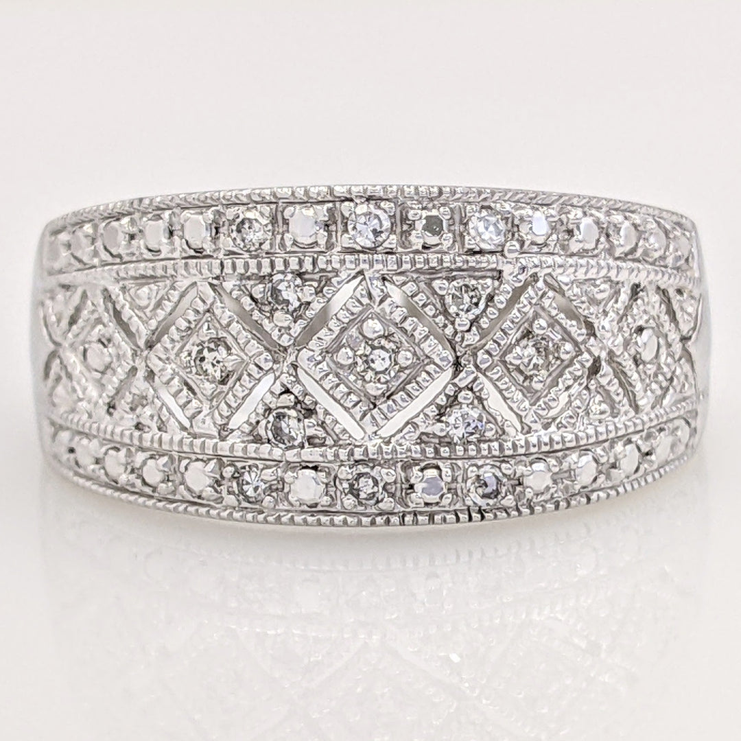 10K WHITE .12 CARAT TOTAL WEIGHT DIAMOND ROUND (13) DIAMOND CUT ESTATE BAND 3.1 GRAMS