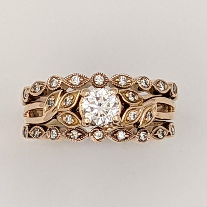 14K ROSE GOLD VS1 H DIAMOND ROUND (25) 3-RING ESTATE SET 6.0 GRAMS