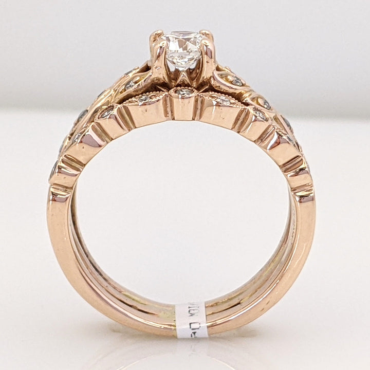 14K ROSE GOLD VS1 H DIAMOND ROUND (25) 3-RING ESTATE SET 6.0 GRAMS