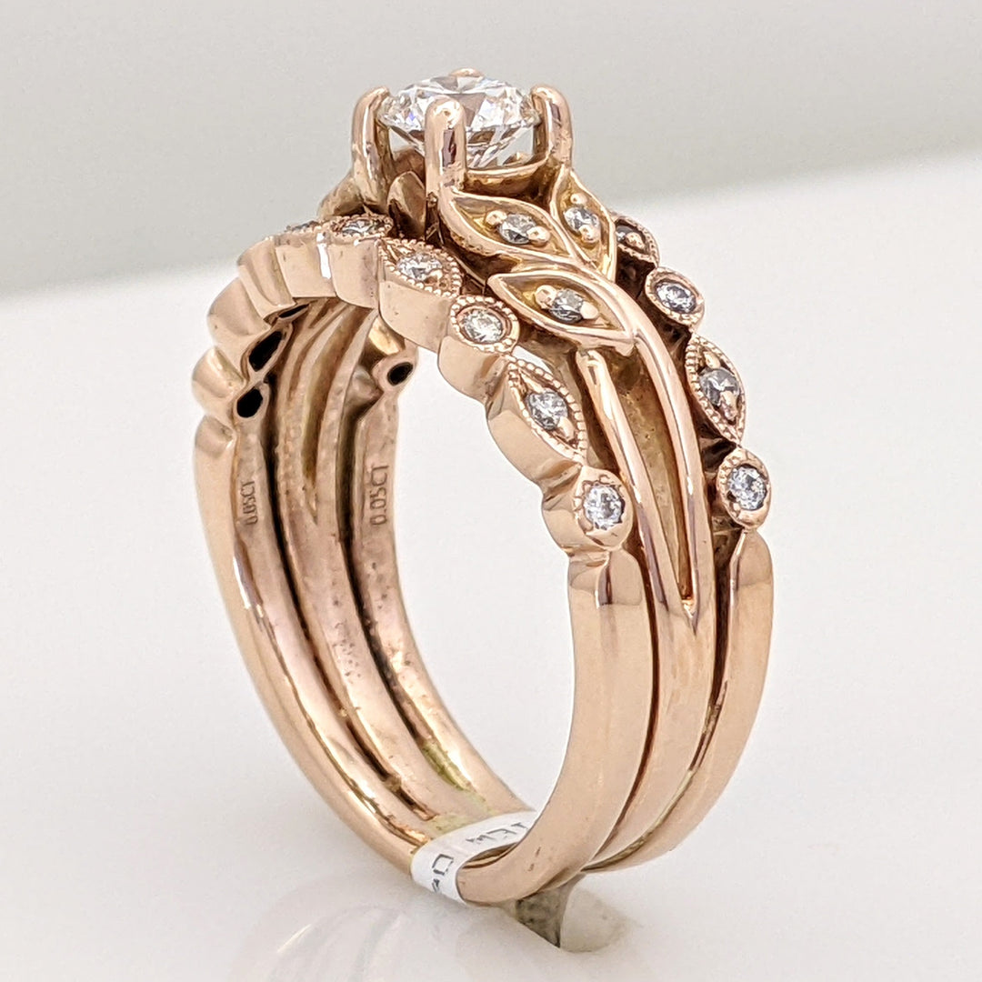 14K ROSE GOLD VS1 H DIAMOND ROUND (25) 3-RING ESTATE SET 6.0 GRAMS