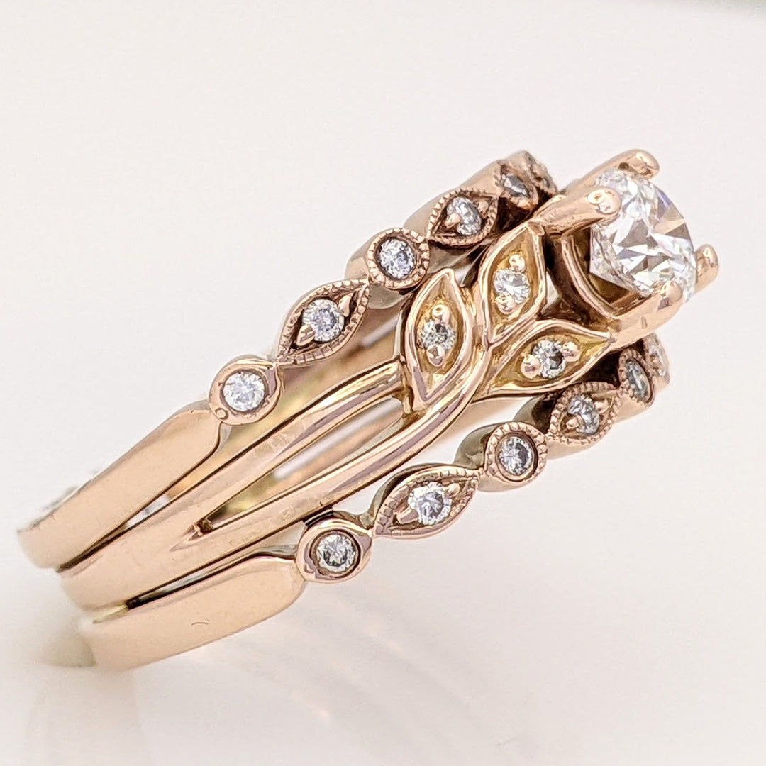 14K ROSE GOLD VS1 H DIAMOND ROUND (25) 3-RING ESTATE SET 6.0 GRAMS