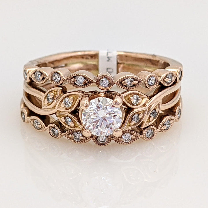14K ROSE GOLD VS1 H DIAMOND ROUND (25) 3-RING ESTATE SET 6.0 GRAMS