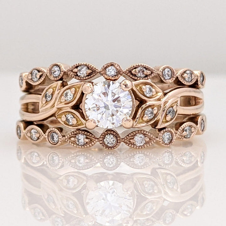 14K ROSE GOLD VS1 H DIAMOND ROUND (25) 3-RING ESTATE SET 6.0 GRAMS