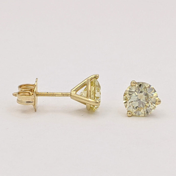 14K 1.40 CARAT TOTAL WEIGHT I1 P DIAMOND ROUND (2) MARTINI ESTATE EARRINGS 1.0 GRAMS