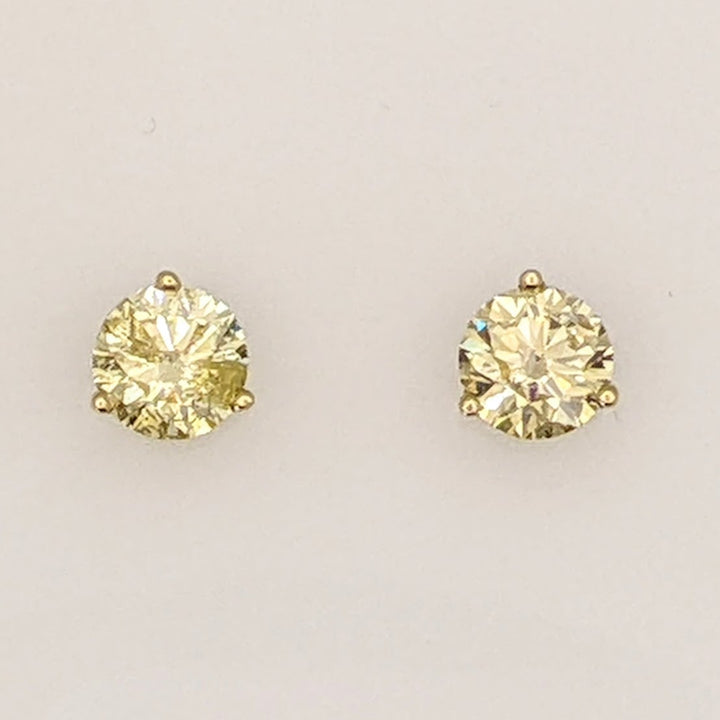 14K 1.40 CARAT TOTAL WEIGHT I1 P DIAMOND ROUND (2) MARTINI ESTATE EARRINGS 1.0 GRAMS