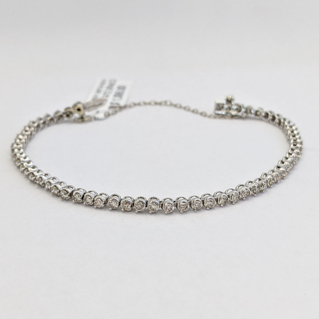 14K WHITE 1.60 CARAT TOTAL WEIGHT SI2 K DIAMOND ROUND (58) ESTATE BRACELET 6.0 GRAMS
