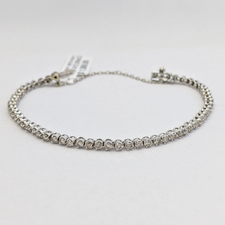 14K WHITE 1.60 CARAT TOTAL WEIGHT SI2 K DIAMOND ROUND (58) ESTATE BRACELET 6.0 GRAMS