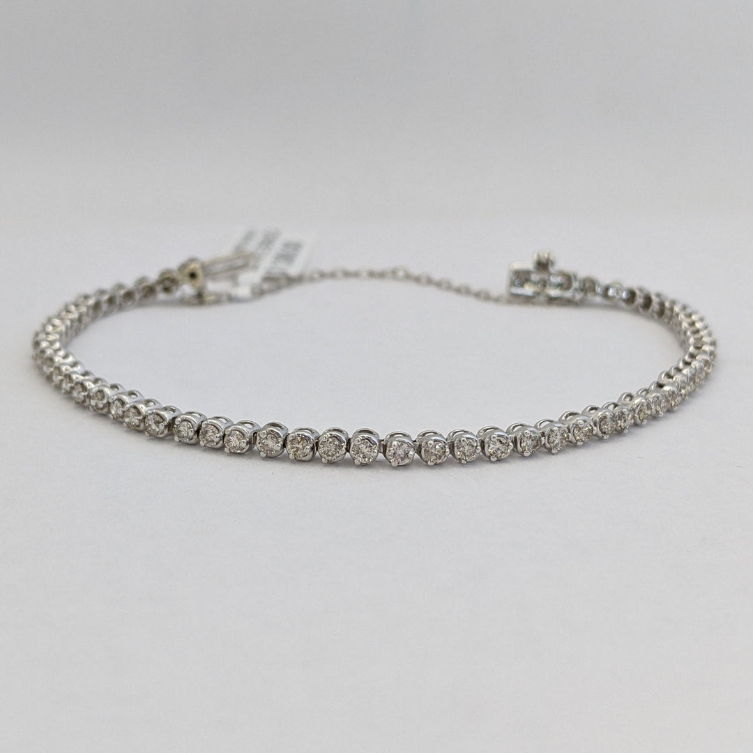 14K WHITE 1.60 CARAT TOTAL WEIGHT SI2 K DIAMOND ROUND (58) ESTATE BRACELET 6.0 GRAMS