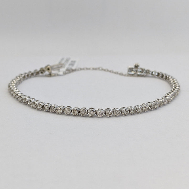 14K WHITE 1.60 CARAT TOTAL WEIGHT SI2 K DIAMOND ROUND (58) ESTATE BRACELET 6.0 GRAMS
