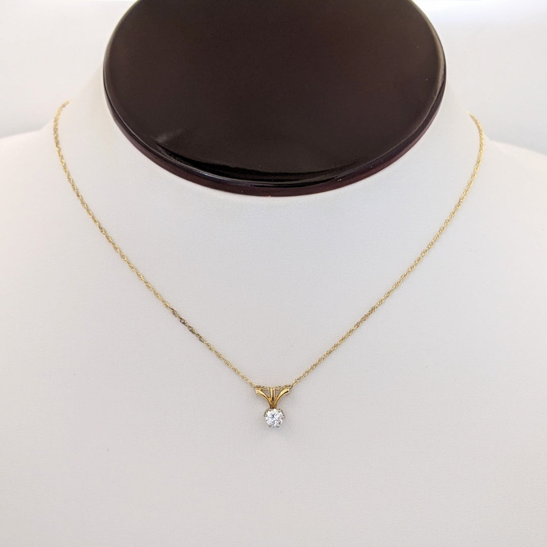 18K .25 CARAT TOTAL I2 I DIAMOND ROUND (1) ESTATE PENDANT &amp; 14K CHAIN 1.0 GRAMS