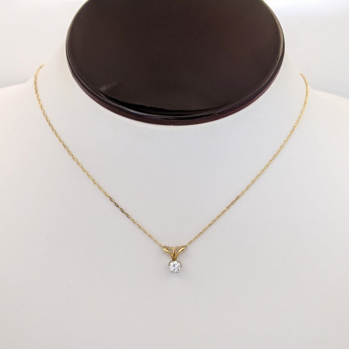 18K .25 CARAT TOTAL I2 I DIAMOND ROUND (1) ESTATE PENDANT &amp; 14K CHAIN 1.0 GRAMS