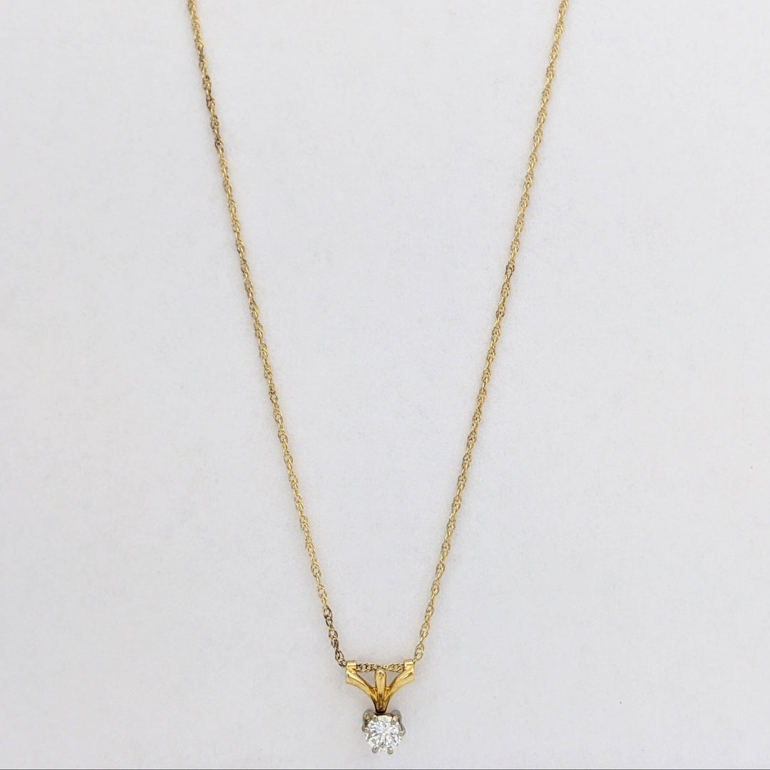 18K .25 CARAT TOTAL I2 I DIAMOND ROUND (1) ESTATE PENDANT &amp; 14K CHAIN 1.0 GRAMS