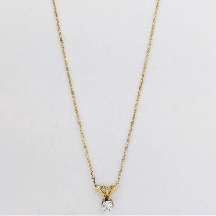 18K .25 CARAT TOTAL I2 I DIAMOND ROUND (1) ESTATE PENDANT &amp; 14K CHAIN 1.0 GRAMS