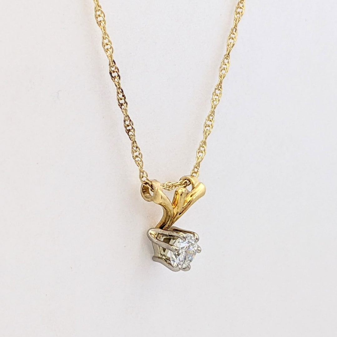 18K .25 CARAT TOTAL I2 I DIAMOND ROUND (1) ESTATE PENDANT &amp; 14K CHAIN 1.0 GRAMS
