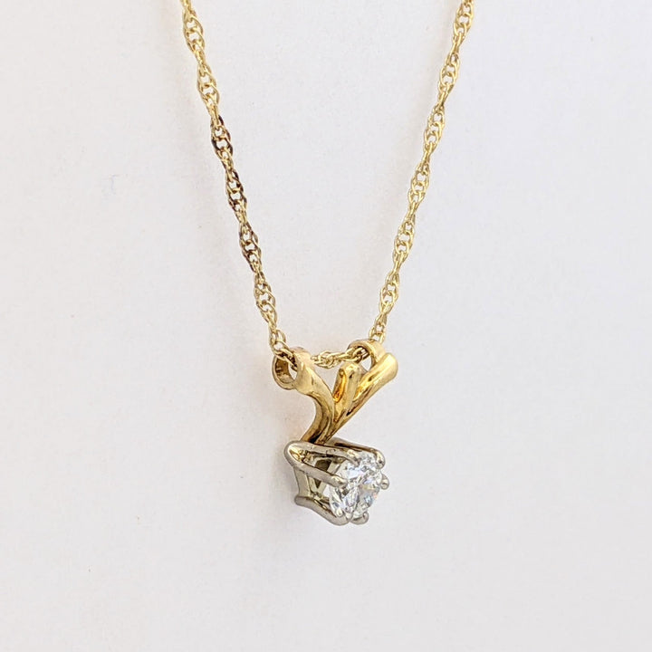 18K .25 CARAT TOTAL I2 I DIAMOND ROUND (1) ESTATE PENDANT &amp; 14K CHAIN 1.0 GRAMS