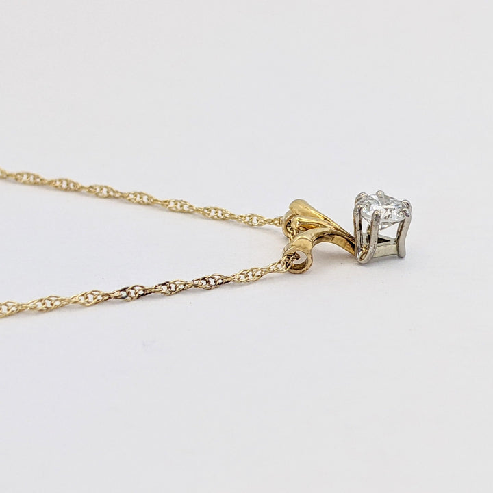 18K .25 CARAT TOTAL I2 I DIAMOND ROUND (1) ESTATE PENDANT &amp; 14K CHAIN 1.0 GRAMS