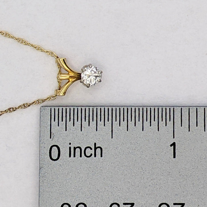 18K .25 CARAT TOTAL I2 I DIAMOND ROUND (1) ESTATE PENDANT &amp; 14K CHAIN 1.0 GRAMS