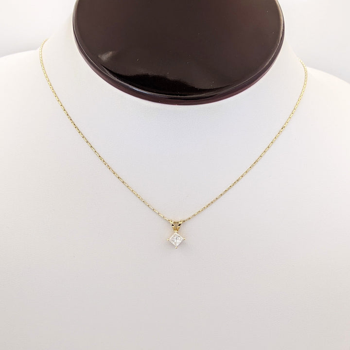 14K .45 CARAT TOTAL WEIGHT I1 H DIAMOND PRINCESS CUT ESTATE PENDANT &amp; CHAIN 2.9 GRAMS