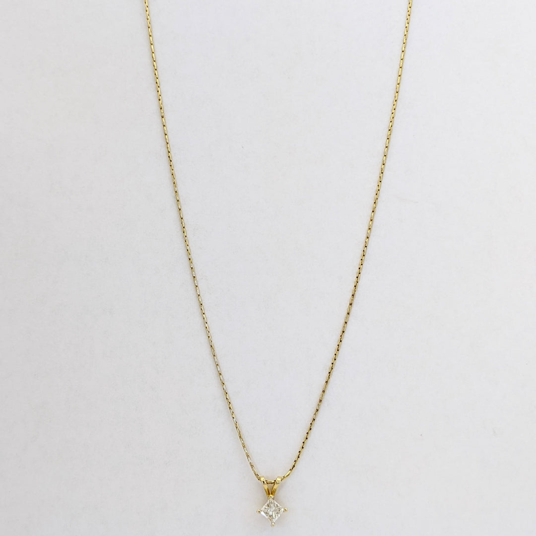14K .45 CARAT TOTAL WEIGHT I1 H DIAMOND PRINCESS CUT ESTATE PENDANT &amp; CHAIN 2.9 GRAMS